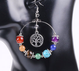 Round Gem Stone Earrings