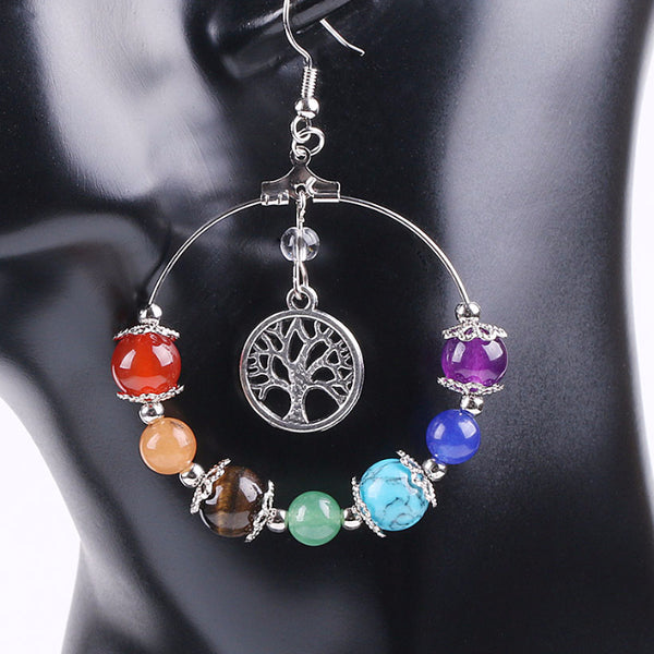Round Gem Stone Earrings