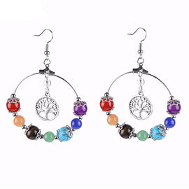 Round Gem Stone Earrings