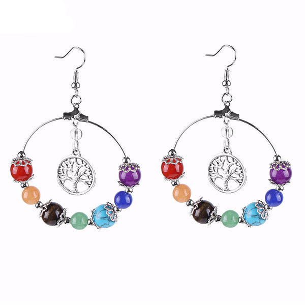 Round Gem Stone Earrings