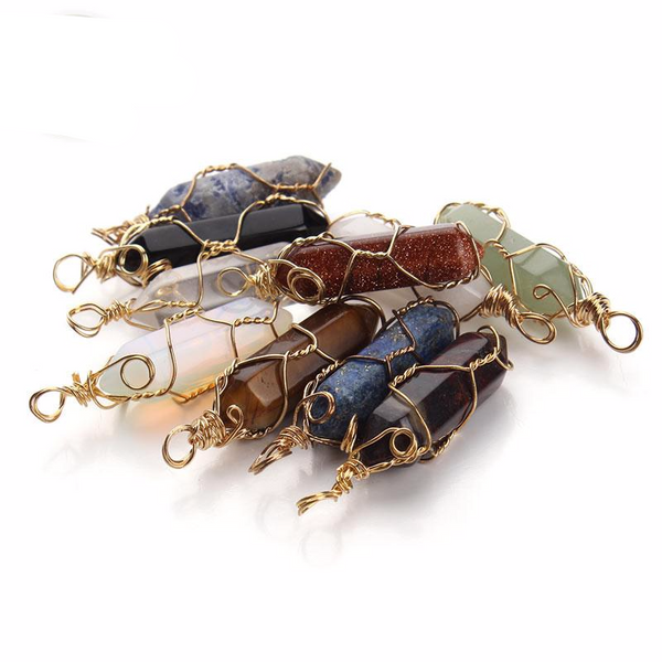 Natural Stone Bullet Pendants