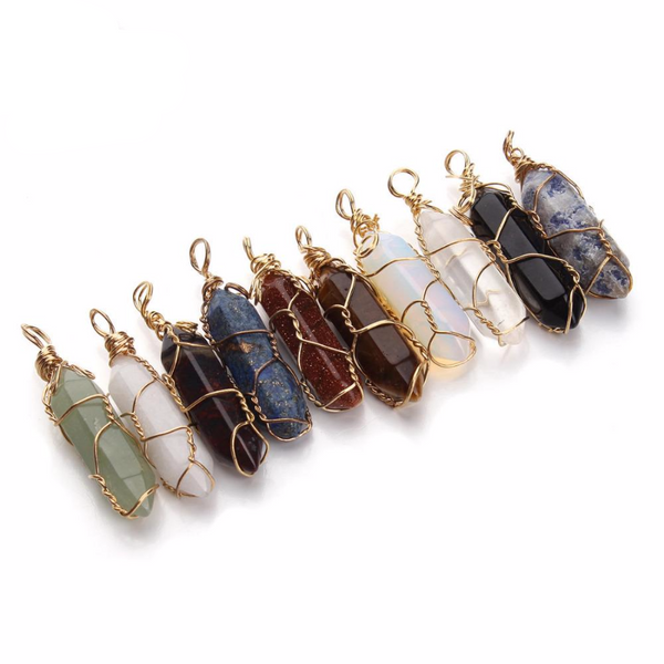 Natural Stone Bullet Pendants