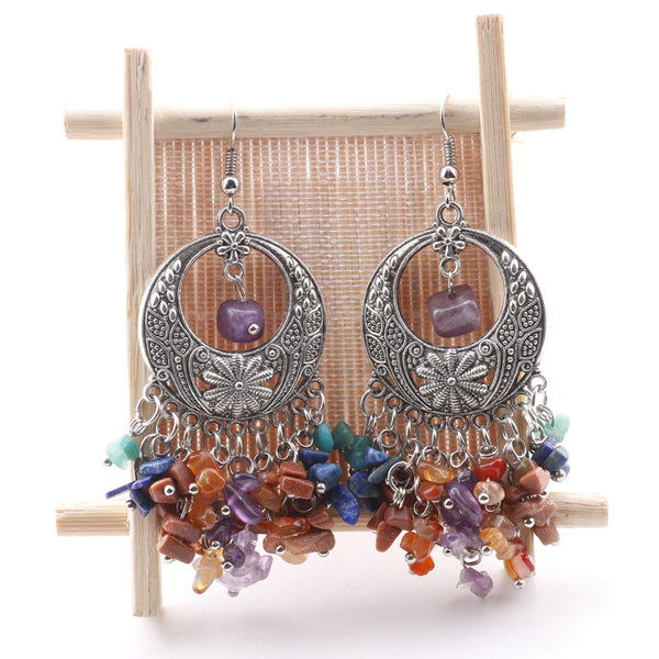 Healing Crystal Natural Stone Drop Earring