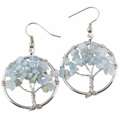 Tree Of Life Wrapped Tumbled Stone Earrings