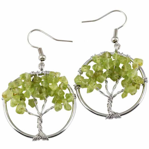 Tree Of Life Wrapped Tumbled Stone Earrings