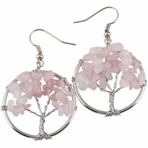 Tree Of Life Wrapped Tumbled Stone Earrings